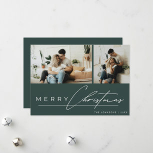 Cartes Pour Fêtes Annuelles Joyeux Noël Photo Minimaliste Écriture Moderne Ver