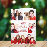 Cartes Pour Fêtes Annuelles Joyeux Noël Photo moderne Collage Rouge Plié<br><div class="desc">Cette jolie carte de Noël pliée à la mode présente une mise en page moderne de 5 photos de famille sur un arrière - plan blanc avec typographie rouge. Cette belle carte de vacances photo vous propose votre propre collage photographique entourant votre message et nom de famille en vert.</div>