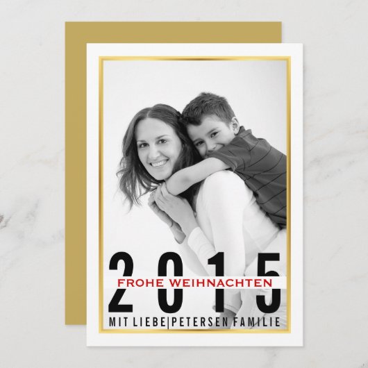 Cartes Pour Fêtes Annuelles Joyeux Noël photo moderne de Noël (Devant / Derrière)