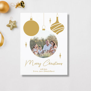 Cartes Pour Fêtes Annuelles Joyeux Noël Photo Moderne Écriture Dorée