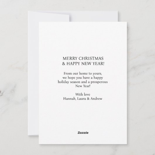 Cartes Pour Fêtes Annuelles Joyeux Noël ! Photo moderne, simple (Dos)