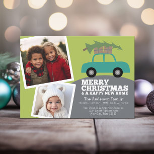 Cartes Pour Fêtes Annuelles Joyeux Noël Photo Nouveau domicile Adresse Déménag