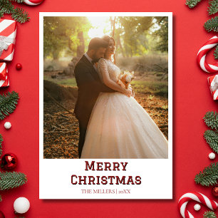 Cartes Pour Fêtes Annuelles Joyeux Noël photo nouvellement mariée Texte Profon