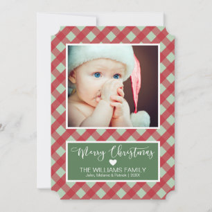 Cartes Pour Fêtes Annuelles Joyeux Noël - Photo Plaid Rouge et Vert