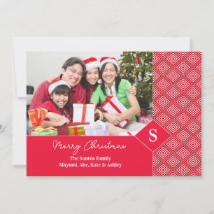 Cartes Pour Fêtes Annuelles Joyeux Noël Photo Red Damask Card