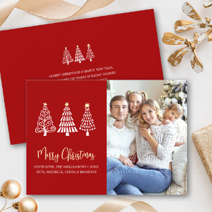 Cartes Pour Fêtes Annuelles Joyeux Noël Photo Rouge Amusant Arbres Script