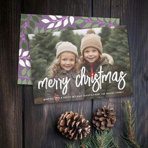 Cartes Pour Fêtes Annuelles Joyeux Noël photo script blanc superposition viole