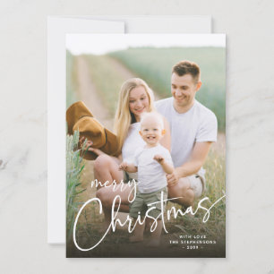 Cartes Pour Fêtes Annuelles Joyeux Noël Photo Script Moderne