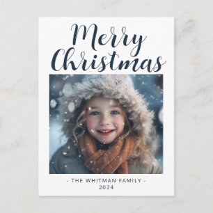 Cartes Pour Fêtes Annuelles Joyeux Noël Photo Simple Moderne Blanc