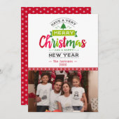 Cartes Pour Fêtes Annuelles Joyeux Noël Photo Snowflake Ribbon Typographie (Devant / Derrière)