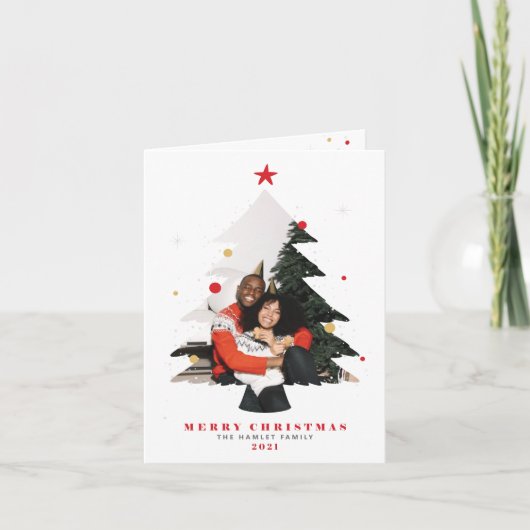 Cartes Pour Fêtes Annuelles Joyeux Noël Photo Tree Flat Holiday Card (Devant)