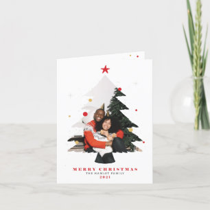 Cartes Pour Fêtes Annuelles Joyeux Noël Photo Tree Flat Holiday Card