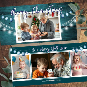 Cartes Pour Fêtes Annuelles Joyeux Noël Photos en Bois Rustique