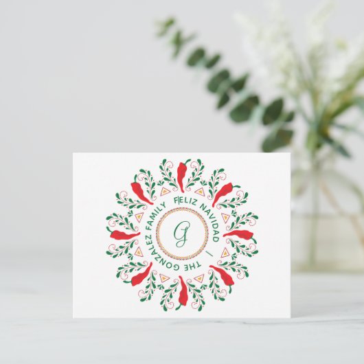 Cartes Pour Fêtes Annuelles Joyeux Noël Piment Rouge Chilien (Debout devant)
