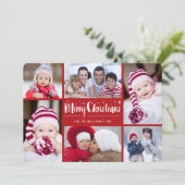 Cartes Pour Fêtes Annuelles Joyeux Noël Pinceau Script Étoiles Moderne 6 Photo (Debout devant)