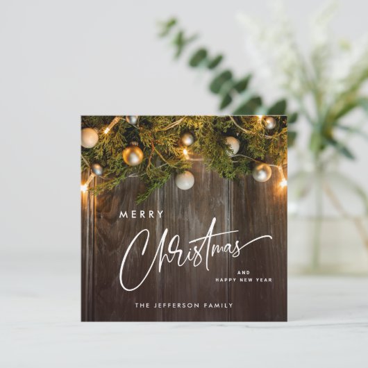 Cartes Pour Fêtes Annuelles Joyeux Noël Pine Cônes Rustique Salutation Boho (Debout devant)