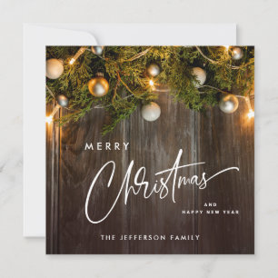 Cartes Pour Fêtes Annuelles Joyeux Noël Pine Cônes Rustique Salutation Boho