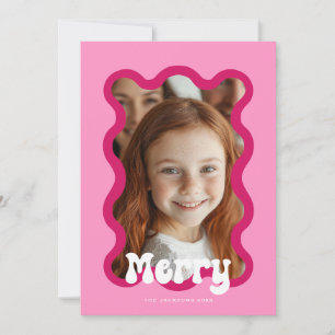 Cartes Pour Fêtes Annuelles Joyeux Noël Pink Scallop Vague de vacances Design