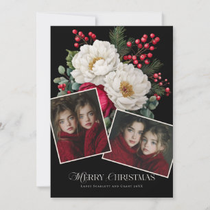 Cartes Pour Fêtes Annuelles Joyeux Noël Pivoine Floral fête 2 photo