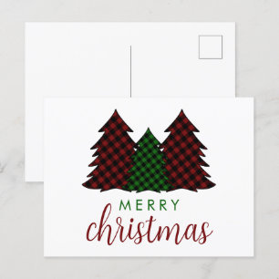 Cartes Pour Fêtes Annuelles Joyeux Noël Plaid Arbre de Noël Motif