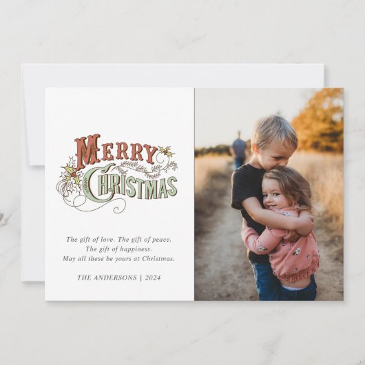 Cartes Pour Fêtes Annuelles Joyeux Noël Plaid Famille Photo Noël (Devant)