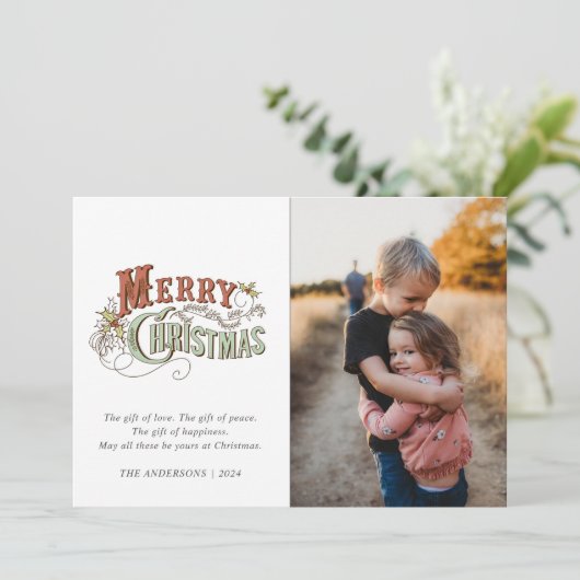 Cartes Pour Fêtes Annuelles Joyeux Noël Plaid Famille Photo Noël (Debout devant)