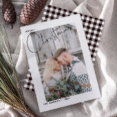 Cartes Pour Fêtes Annuelles Joyeux Noël Plaid noir & blanc photo Script