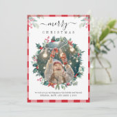 Cartes Pour Fêtes Annuelles Joyeux Noël Plaid Photo Gui (Debout devant)