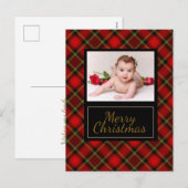 Cartes Pour Fêtes Annuelles Joyeux Noël Plaid Rustique Photo (Devant / Derrière)