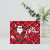 Cartes Pour Fêtes Annuelles Joyeux Noël Plaid Santa Claus Snowflakes (Debout devant)