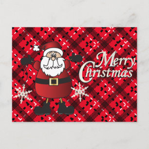 Cartes Pour Fêtes Annuelles Joyeux Noël Plaid Santa Claus Snowflakes