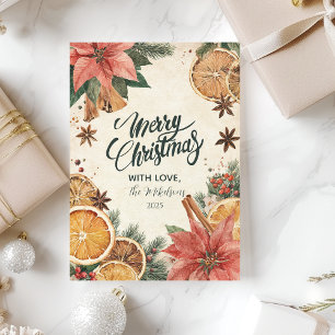 Cartes Pour Fêtes Annuelles Joyeux Noël Poinsettia Citrus Rustique