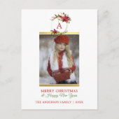 Cartes Pour Fêtes Annuelles Joyeux Noël Poinsettia or Monogramme | PHOTO (Devant)