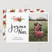 Cartes Pour Fêtes Annuelles Joyeux Noel | Poinsettia Script Photo (Devant / Derrière)