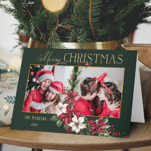 Cartes Pour Fêtes Annuelles Joyeux Noël Poinsettias colorés à 2 photos