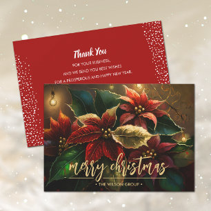 Cartes Pour Fêtes Annuelles Joyeux Noël Poinsettias Merci d'affaires