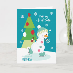 Cartes Pour Fêtes Annuelles Joyeux Noël pour Nephew Ice Sking Snowman