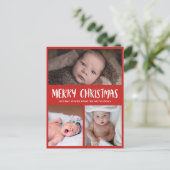 Cartes Pour Fêtes Annuelles Joyeux Noël | Première photo de bébé à Noël | Roug (Debout devant)