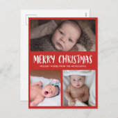 Cartes Pour Fêtes Annuelles Joyeux Noël | Première photo de bébé à Noël | Roug (Devant / Derrière)