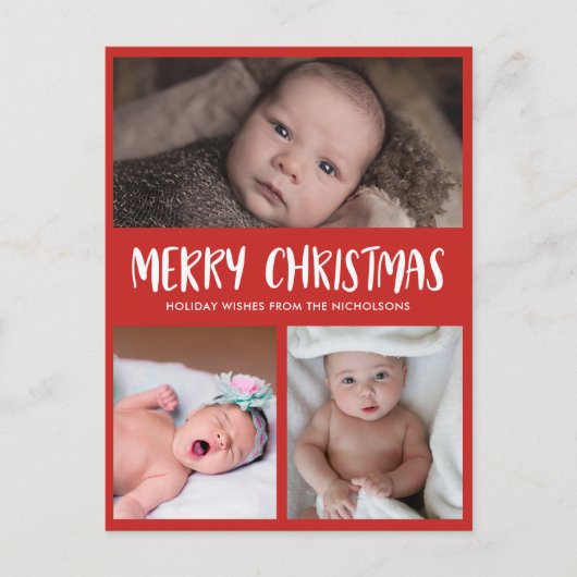 Cartes Pour Fêtes Annuelles Joyeux Noël | Première photo de bébé à Noël | Roug (Devant)