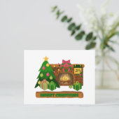 Cartes Pour Fêtes Annuelles Joyeux Noël près de la cheminée bonfire xmas arbre (Debout devant)