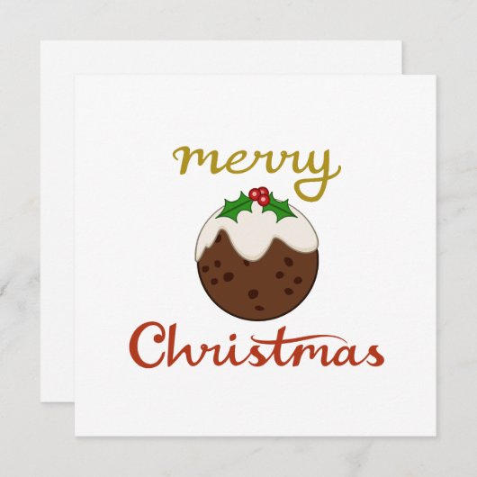 Cartes Pour Fêtes Annuelles Joyeux Noël+Pudding Design (Devant / Derrière)
