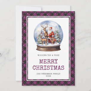Cartes Pour Fêtes Annuelles Joyeux Noël Purple Snowy Père Noël