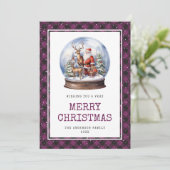 Cartes Pour Fêtes Annuelles Joyeux Noël Purple Snowy Père Noël (Debout devant)