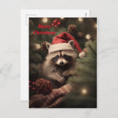Cartes Pour Fêtes Annuelles Joyeux Noël Racoon (Devant / Derrière)