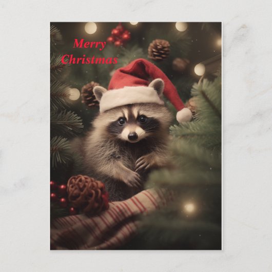 Cartes Pour Fêtes Annuelles Joyeux Noël Racoon (Devant)