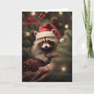 Cartes Pour Fêtes Annuelles Joyeux Noël Racoon
