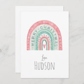 Cartes Pour Fêtes Annuelles Joyeux Noël Rainbow LOVE, NOM Kids Art (Devant / Derrière)