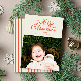 Cartes Pour Fêtes Annuelles Joyeux Noël Rayure Rétro Vintage Photo