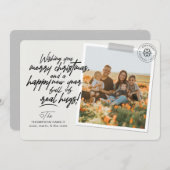 Cartes Pour Fêtes Annuelles Joyeux Noël Real Script Hugs Post Covid Photo (Devant / Derrière)